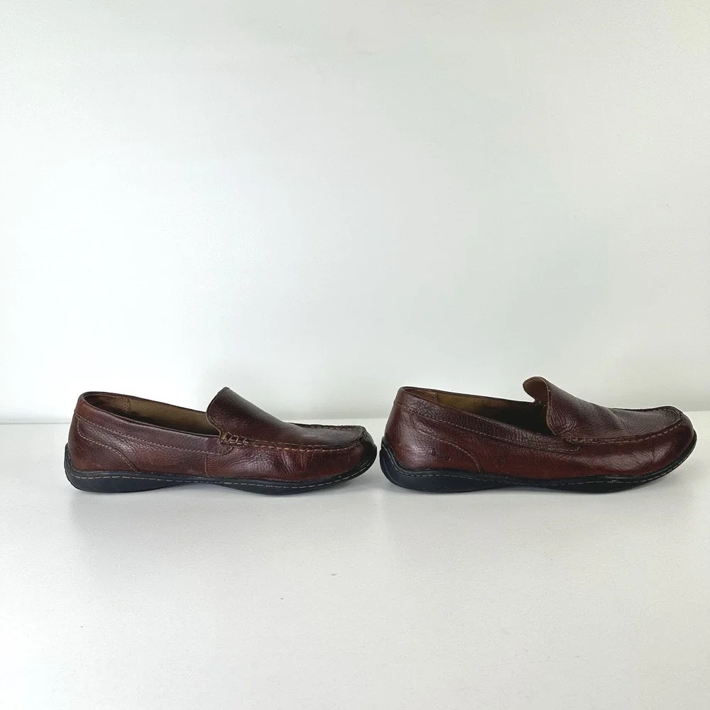 B.O.C. Merton Pebbled Brown Leather Slip On Loafer Shoes Comfort A03223 Mens 9 M